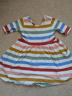 Hanna Andersson Striped Multicolor Skater Dress With Pockets